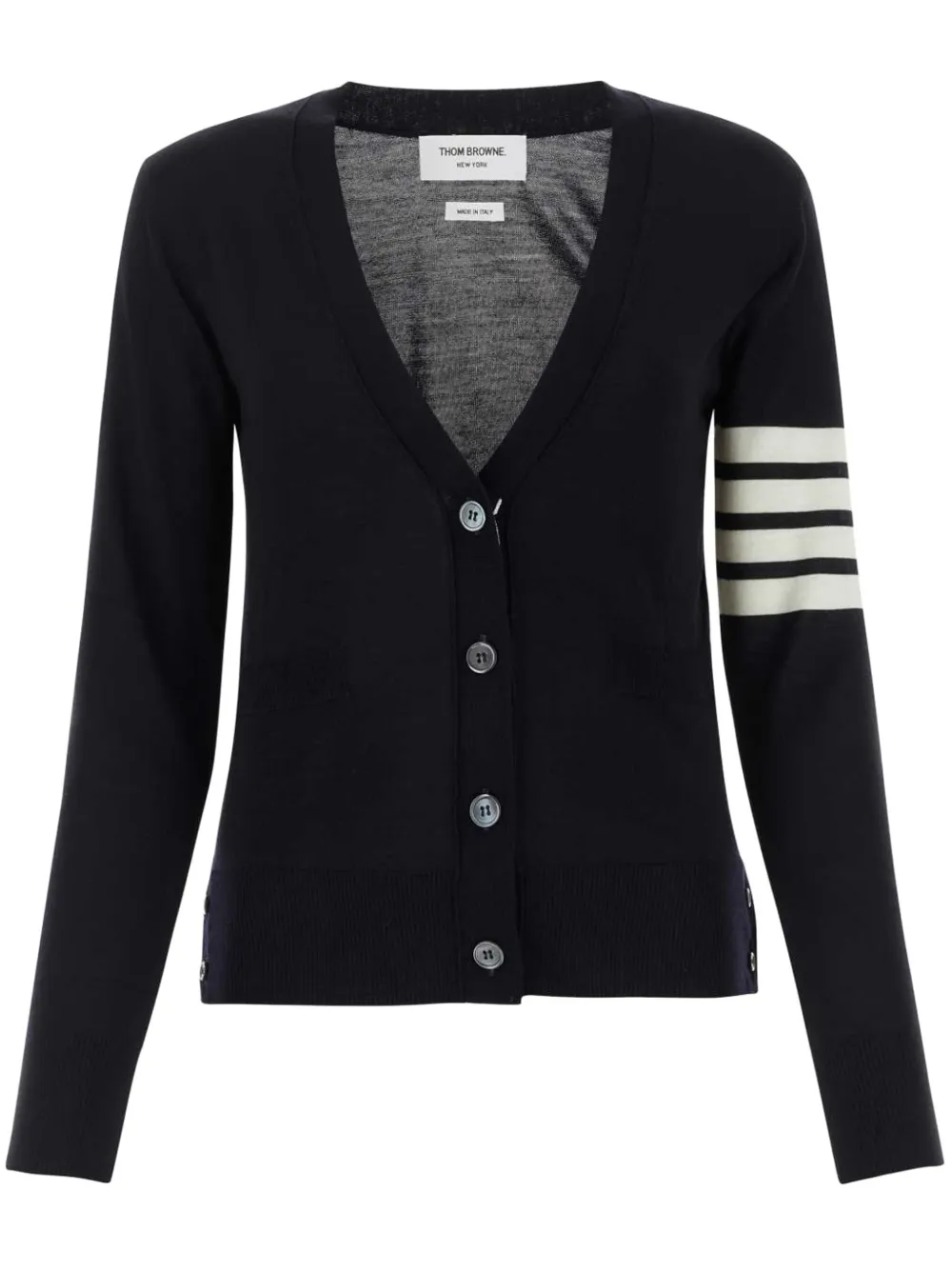 

Шерстяной кардиган с полосками 4-Bar THOM BROWNE, синий