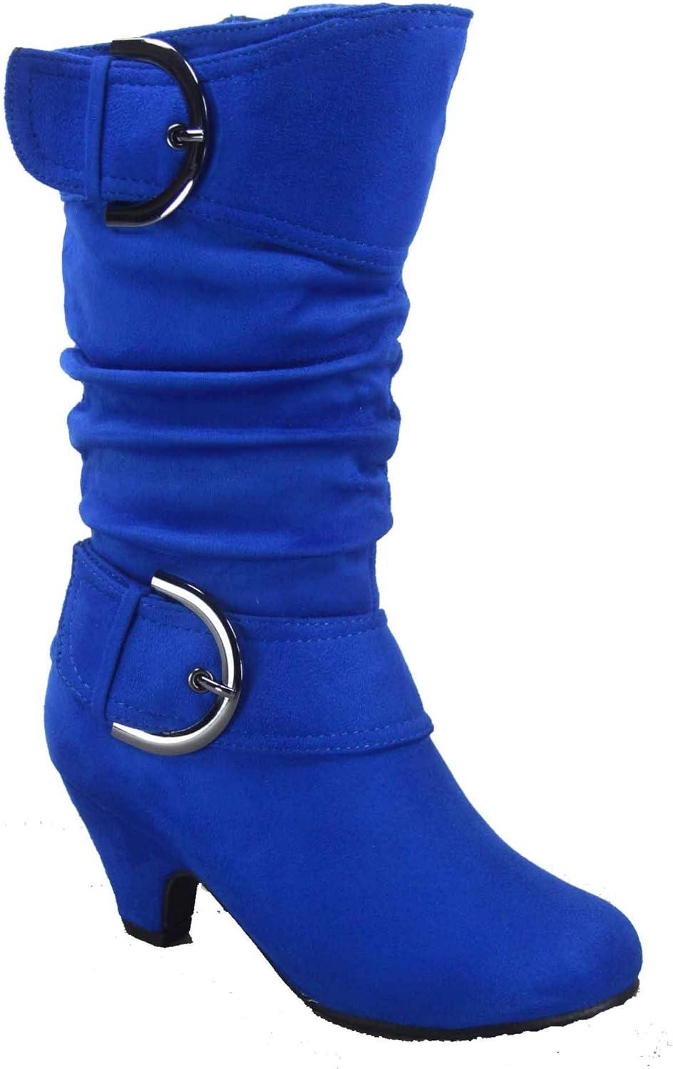 

FZ Auto-9ks Детская мода для девочек Милейшие ботинки с круглым носком и пряжкой, боковой молнией и низким каблуком Generic, Blue Sv