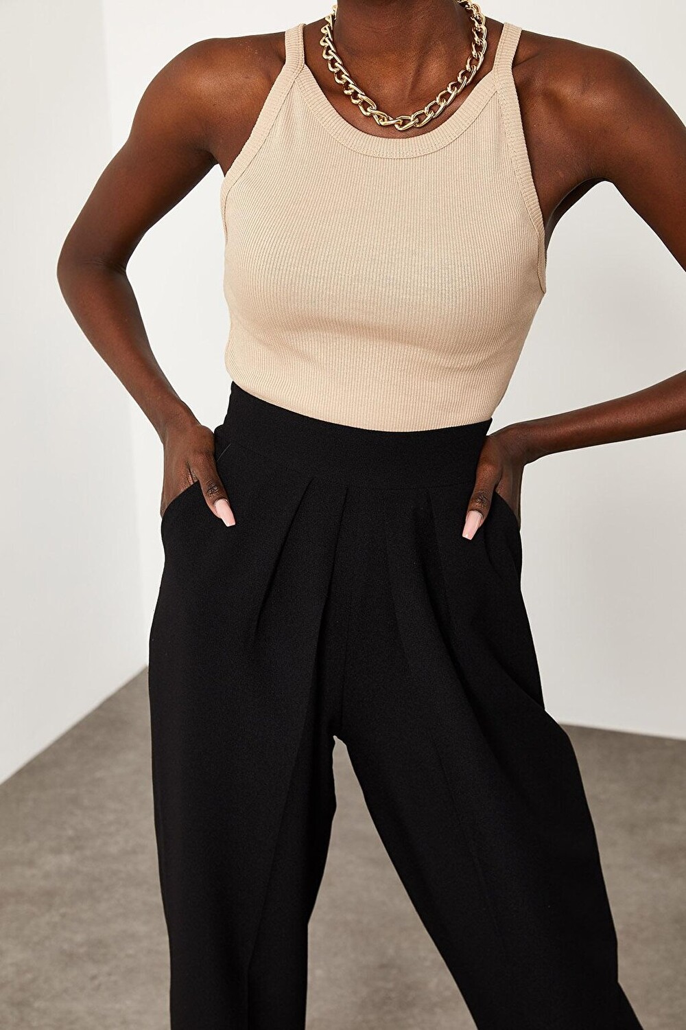 

Пудровая блузка без рукавов с камзолом 2KXK2-45645-50 XHAN