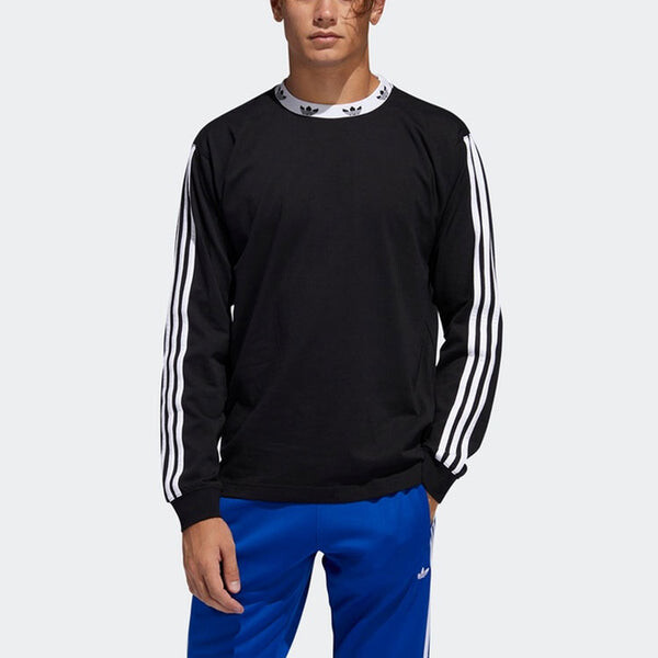 Толстовка с капюшоном оригинальная трилистник рубчик ls футболка логотип swarshirt Adidas, черный — фото 3