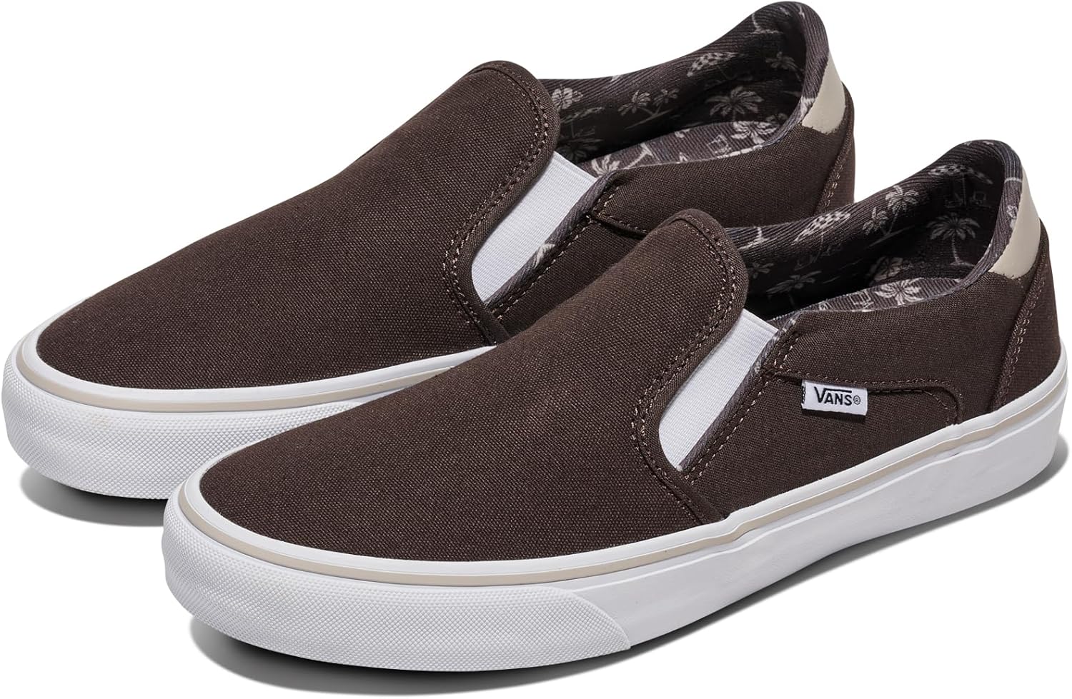 Мужские слипоны Vans Asher Deluxe, Удобные кроссовки для моды, прогулок и повседневной носки, Tropic Havana Turkish Coffee — фото 2
