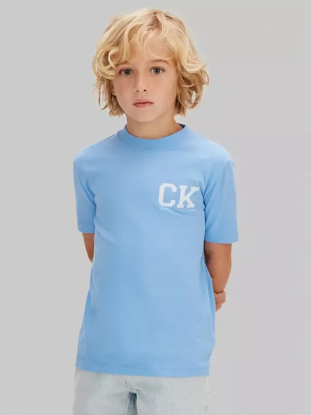 Детская футболка с коротким рукавом и логотипом, цвет прованс-синий Calvin Klein