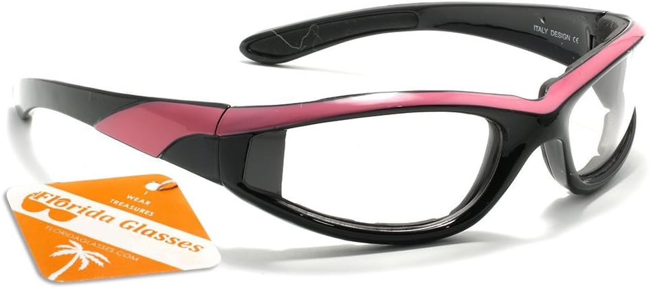 

Солнцезащитные очки для езды на велосипеде с мягкой подкладкой из пеноматериала, для мужчин и женщин, солнцезащитные очки-маски с фотохромными линзами FLORIDA GLASSES, Black - Pink Frame W/ Clear Lens