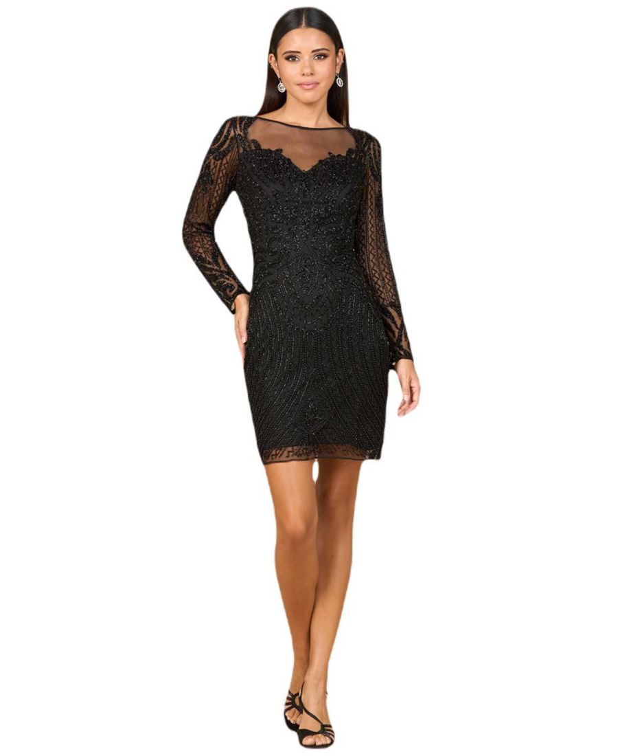 

Женское коктейльное платье с длинными рукавами и прозрачным вырезом горловины Lara, Black