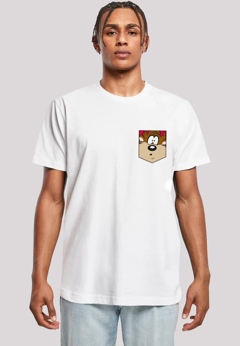 

Футболка F4NT4STIC "Looney Tunes Tasmanian Devil Face Faux Pocket", принт, белый