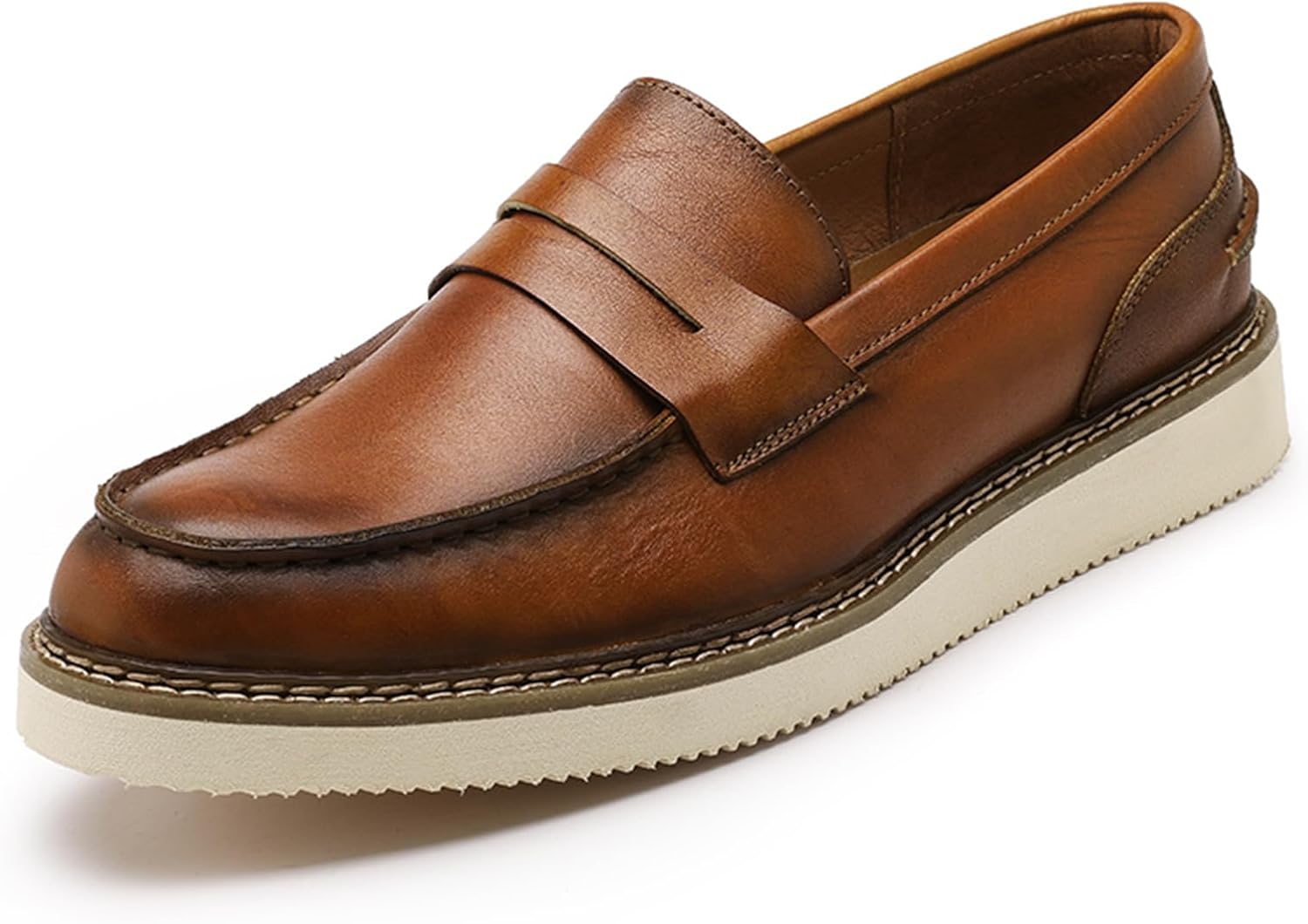 

Мужские прогулочные туфли из натуральной кожи, легкие, дышащие, повседневные лоферы на удобной застежке Abborora, коричневый