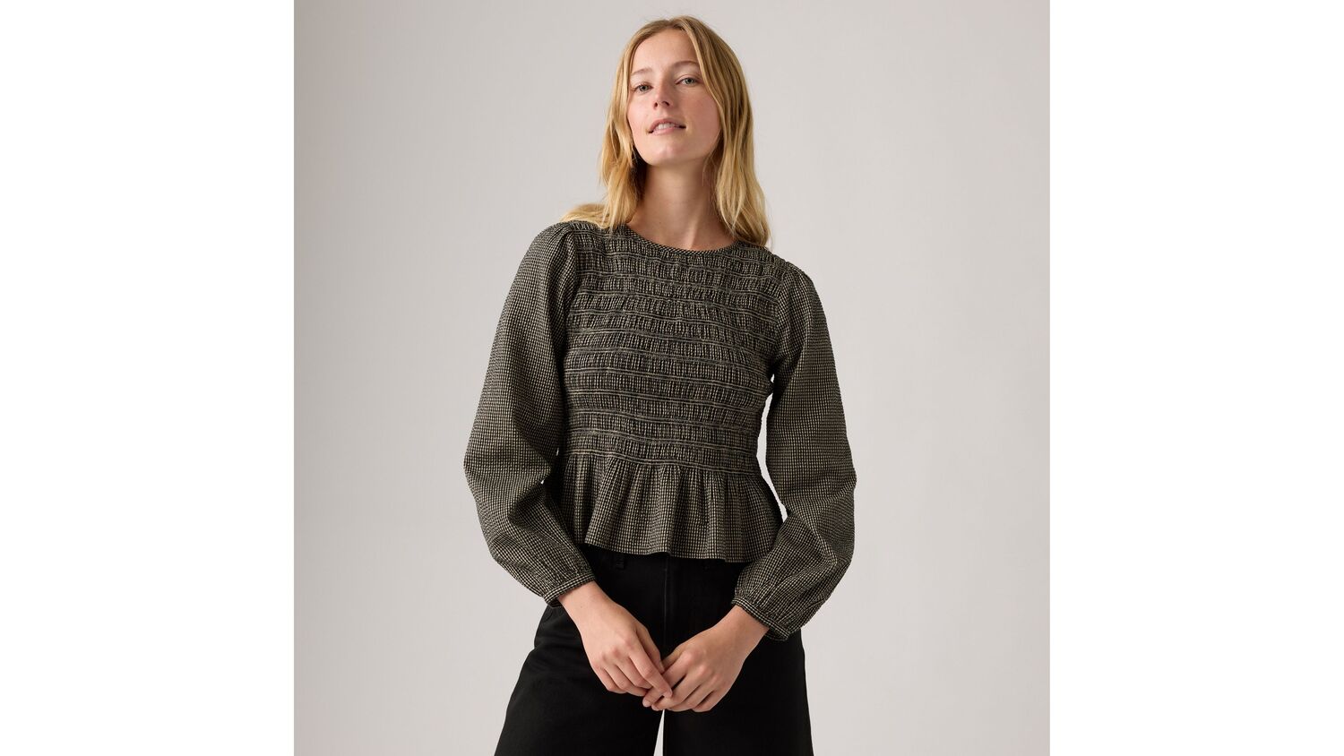 

Топ с присборенным воротником Fleur Levi's, White Pepper Seersucker - White