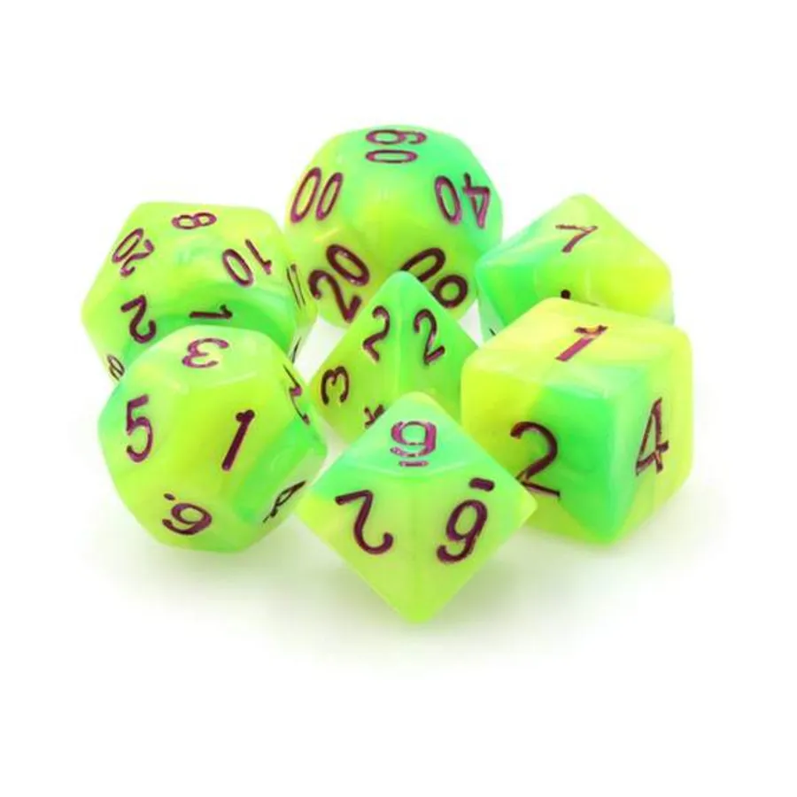 

Набор Poly Set — Монстровые сопли с фиолетовым цветом (7), Dice Sets - Resin/Acrylic - Blue, Green, & Purple (Foam Brain Games)