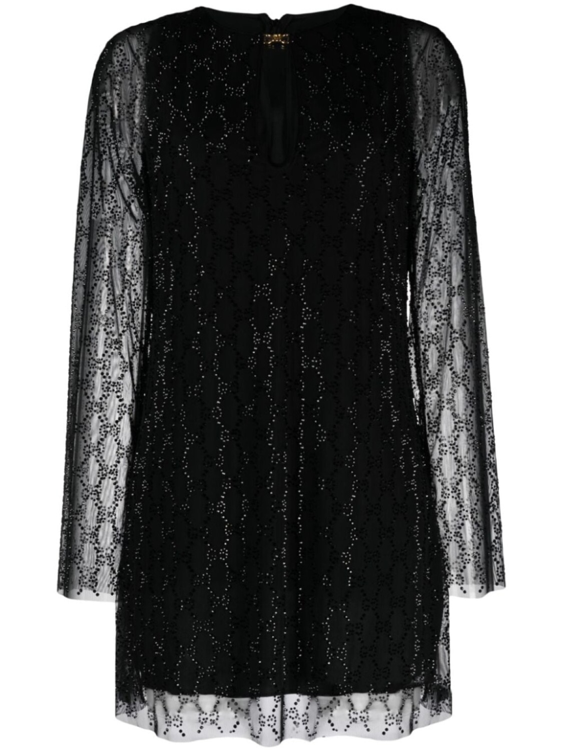 

Gucci crystal GG tulle minidress, черный