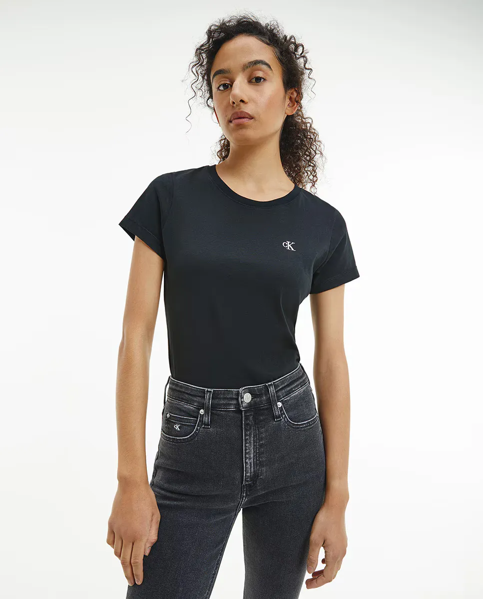 

Женская футболка с коротким рукавом черного цвета Calvin Klein Jeans, черный