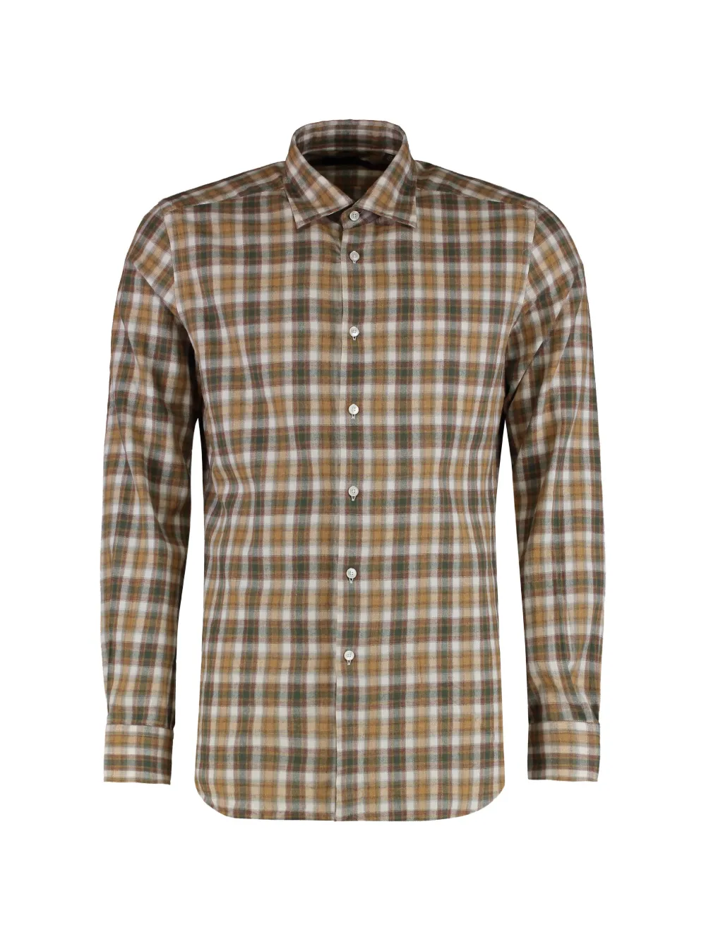 

Клетчатая хлопковая рубашка Slowear, коричневый