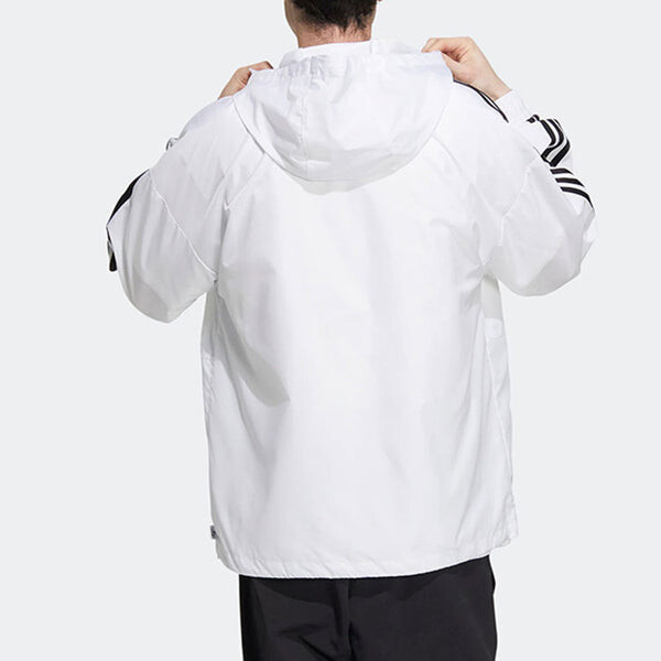 Куртка Men's adidas neo Stripe Logo Zipper Hooded Jacket White, белый — фото 3