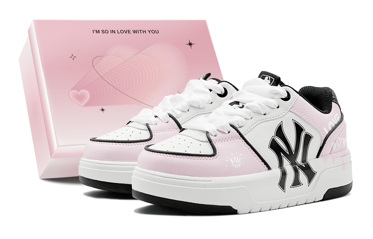 

Кроссовки MLB Chunky Liner Skateboard Shoes Unisex Low-Top White, Розовый, Кроссовки MLB Chunky Liner Skateboard Shoes Unisex Low-Top White