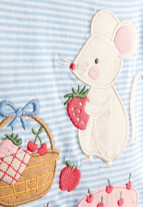 Футболка с принтом стандартного кроя Jojo Maman Bébé, Blue Mouse Picnic — фото 3