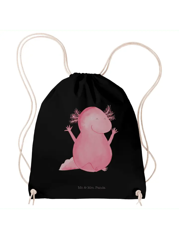 

Спортивная сумка Mr & Mrs Panda Sportbeutel Axolotl Hurra ohne Spruch, черный