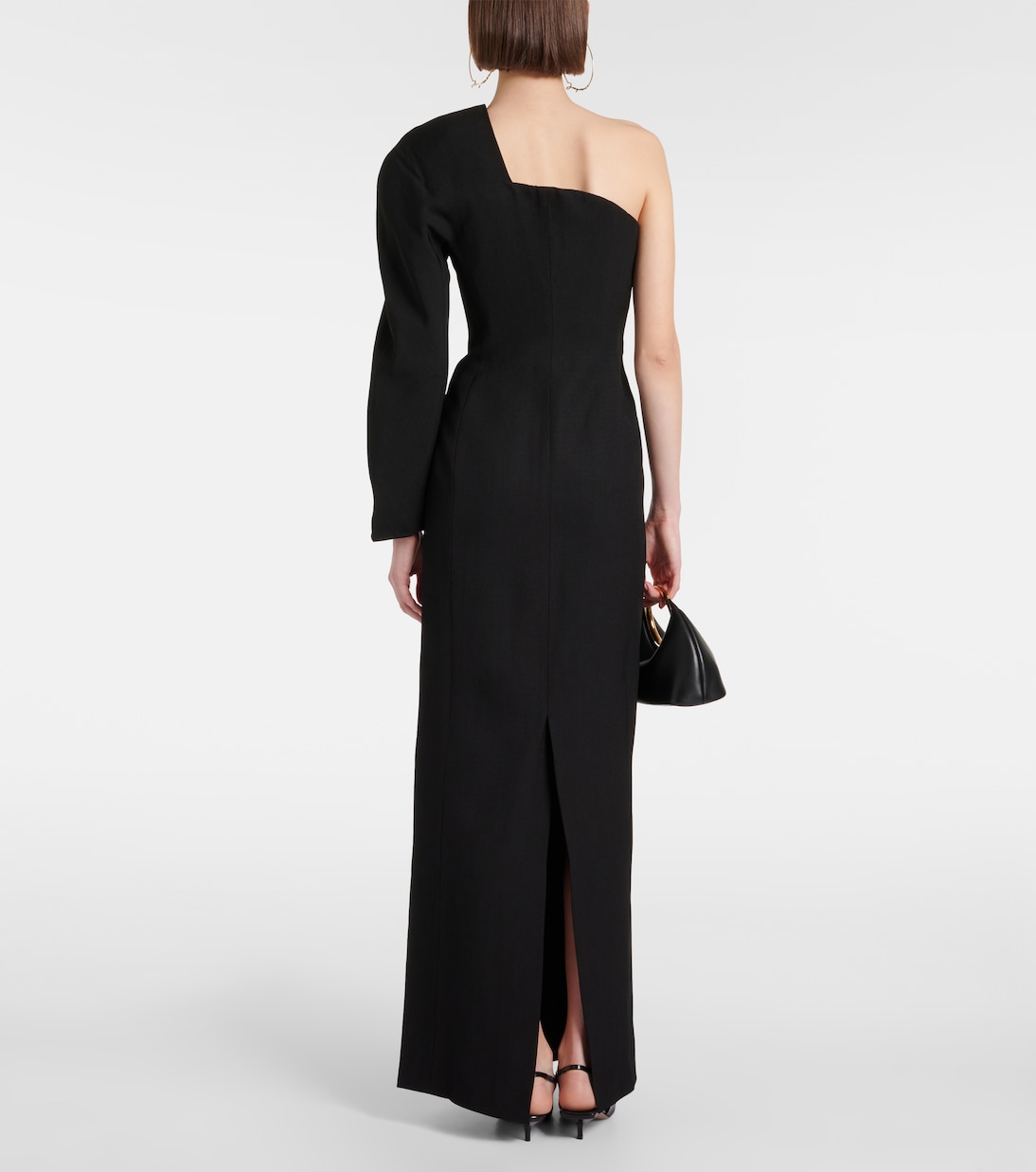 Креповое платье La Robe Pablo на одно плечо Jacquemus, черный — фото 3