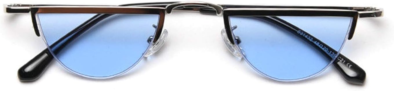 

Женские солнцезащитные очки COTIA золотистого цвета, полукруглые, винтажные, маленькие, без оправы, оранжевые, мужские солнцезащитные очки, металлический стиль хип-хоп, Blue