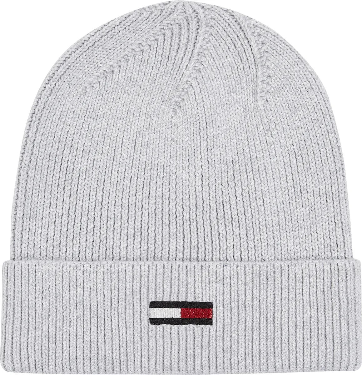 

Шапка-бини Tommy Jeans "TJW ELONGATED FLAG BEANIE" с вышитым логотипом, цвет Silver Grey Heather