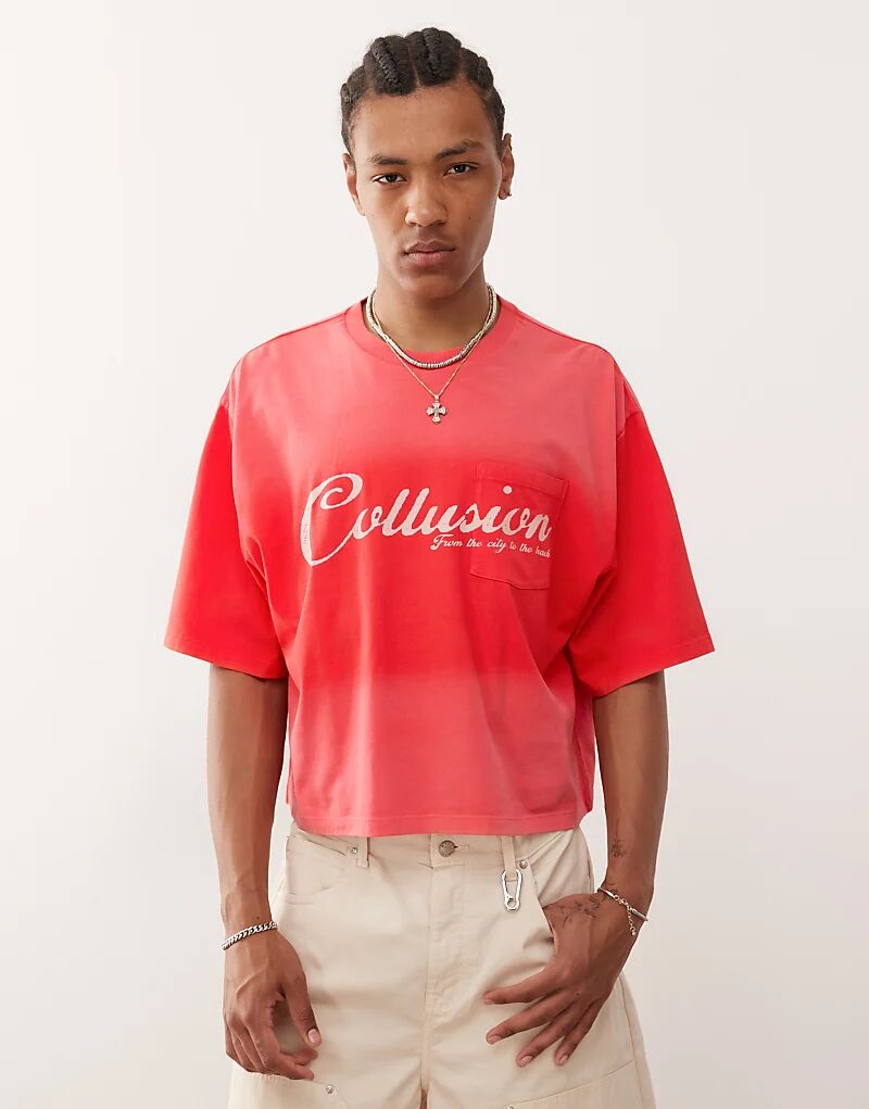 

Футболка свободного кроя COLLUSION в выцветшем розовом цвете
