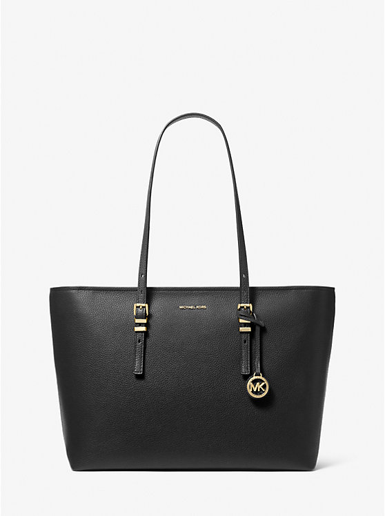 

Большая сумка-тоут Quinn из шагреневой кожи Michael Kors, черный