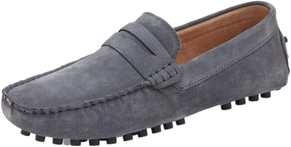 

Мужские лоферы, пенни-лоферы, простые однотонные цвета, замшевая верхняя часть, плоский каблук, удобные, гибкие, устойчивые к скольжению, классические слипоны для выпускного Jiadeli, серый