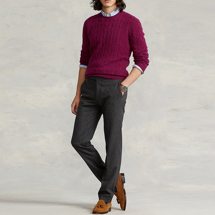 Кашемировый свитер мужской Fuchsia Polo Ralph Lauren, фуксия — фото 4