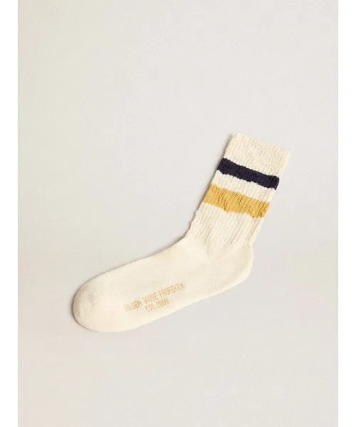 Носки Golden Goose с потертостями и полосками, хлопок, белый