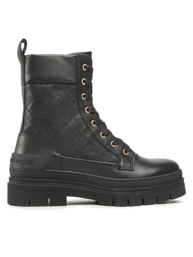Ботильоны на шнуровке Lace Up Zip Boot Monogram Tommy Hilfiger, черный