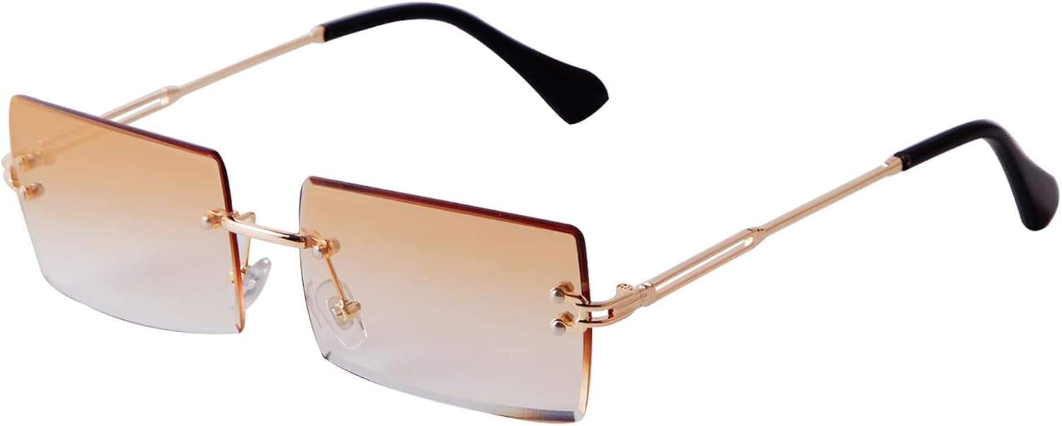 

Солнцезащитные очки SORVINO без оправы, прямоугольной формы, для женщин и мужчин, модные, с прозрачными линзами розового и голубого цвета, без оправы, Gradient Brown Lens