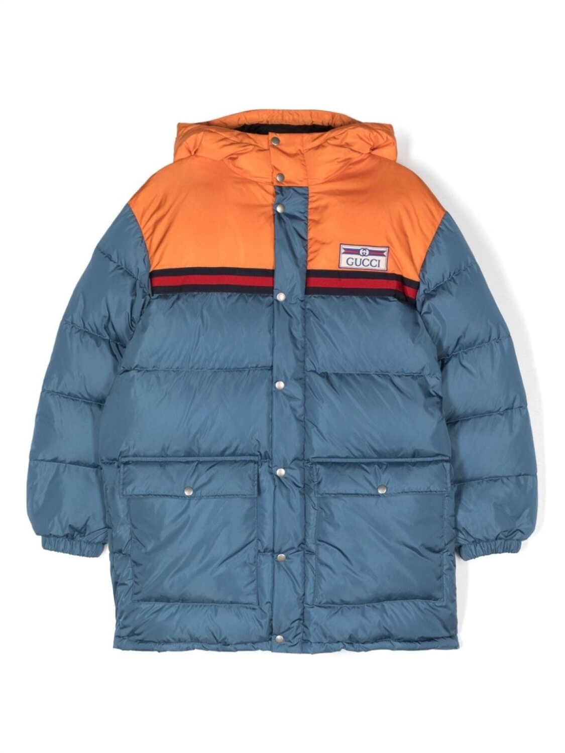 

Gucci Kids пуховик с нашивкой-логотипом, синий