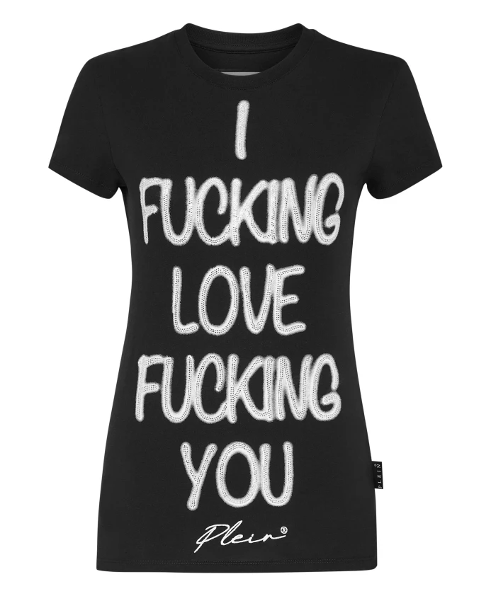 

Футболка, украшенная кристаллами. Philipp Plein, черный