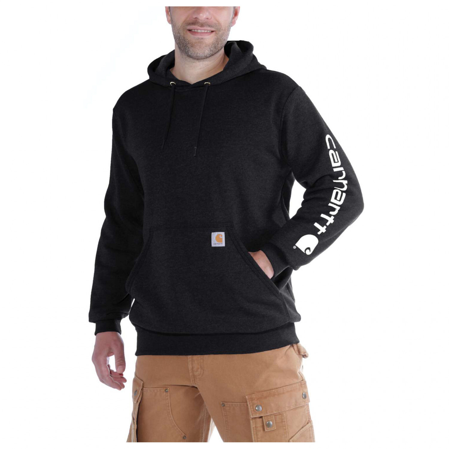 

Толстовка с капюшоном Carhartt Sleeve Logo Hooded Sweatshirt, черный