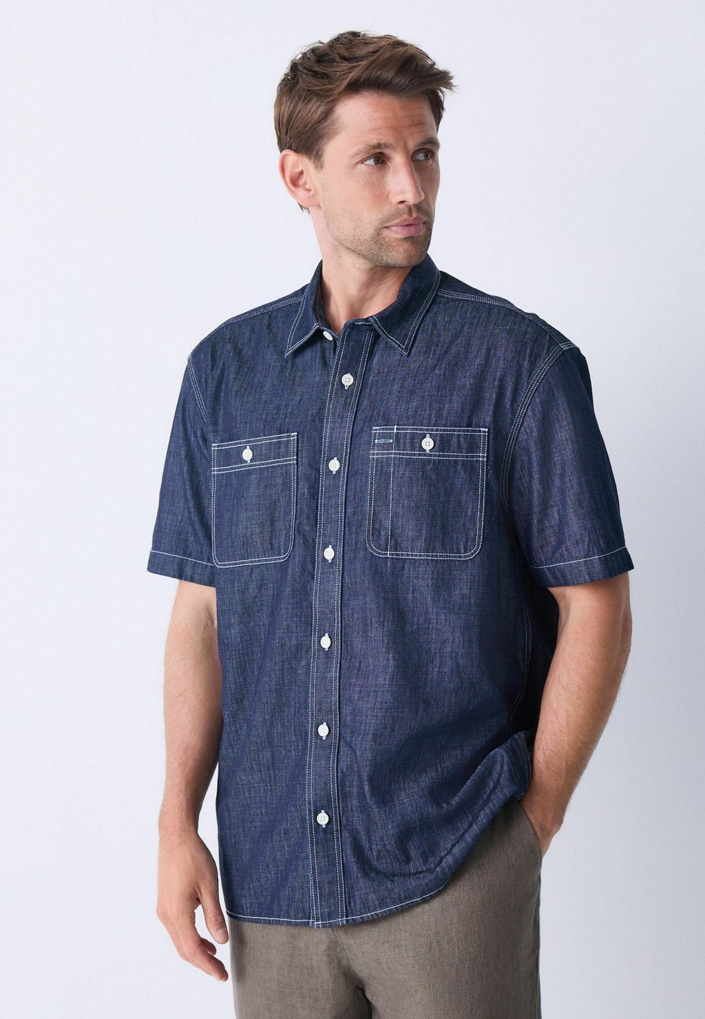 

Рубашка REGULAR FIT - SHORT SLEEVE Next, темно-синий