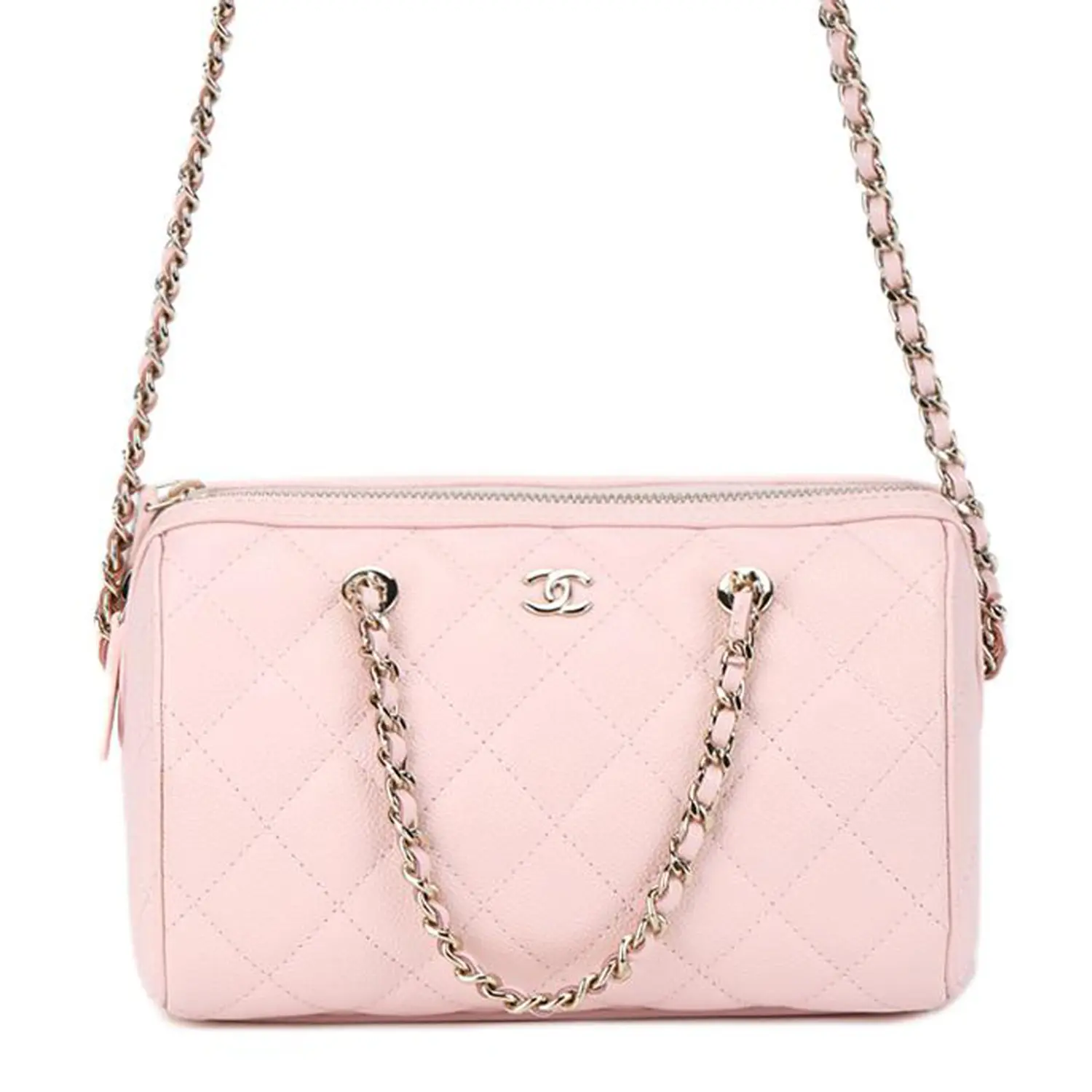 

CHANEL Личи Зерно Кожаная сумка через плечо Кроссбоди Клатч Женская Розовая