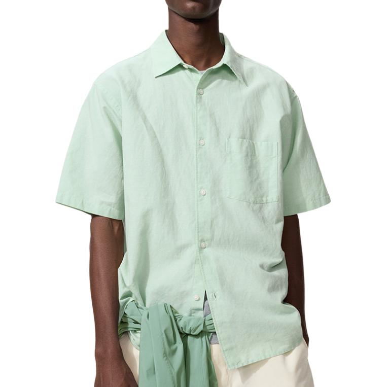 

UNIQLO SS26 Футболка Unisex Verdant Green с заостренным воротником Moderate
