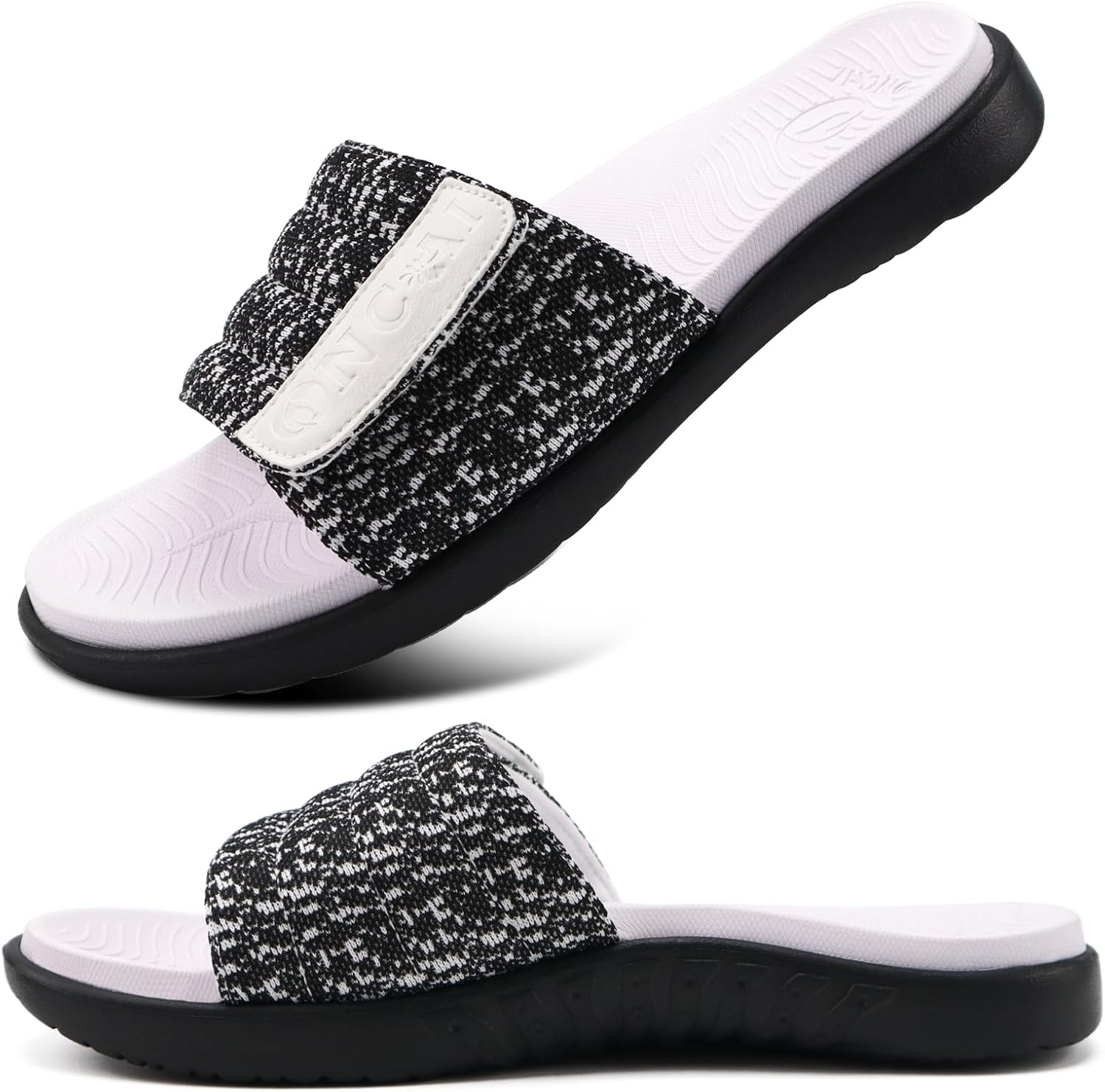 

Мужские сандалии ONCAI, спортивные шлепанцы с поддержкой свода стопы, открытый носок, регулируемые ремни, ортопедическая амортизирующая подошва для подошвенного фасциита, резиновая подошва, размеры 7.5-15, белый/черный