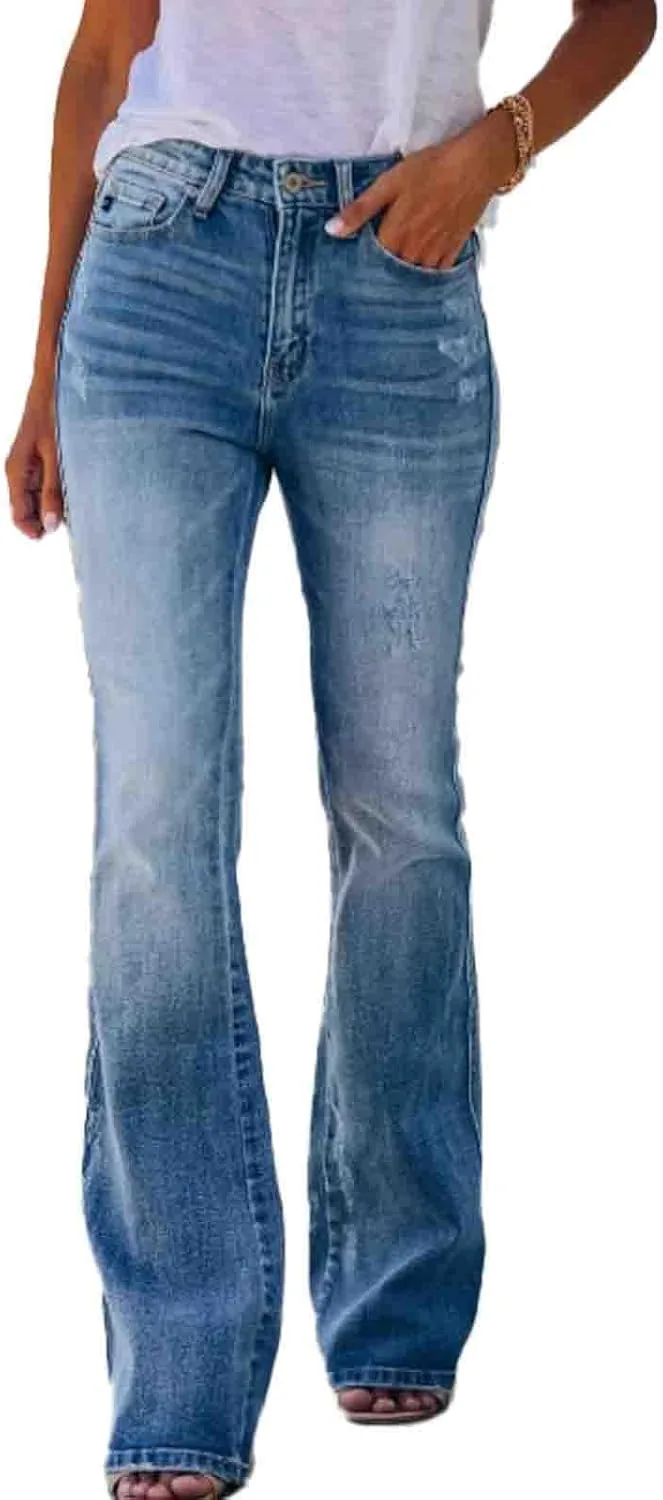 

Женские джинсы с высокой посадкой, фасон буткат