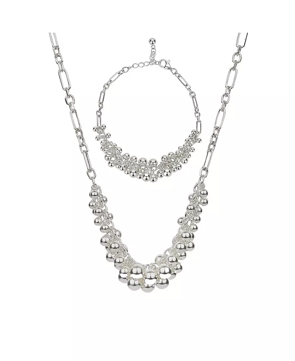 

Комплект из цепочки и браслета Vivienne Statement Bouquet из стерлингового серебра Bearfruit Jewelry, silver