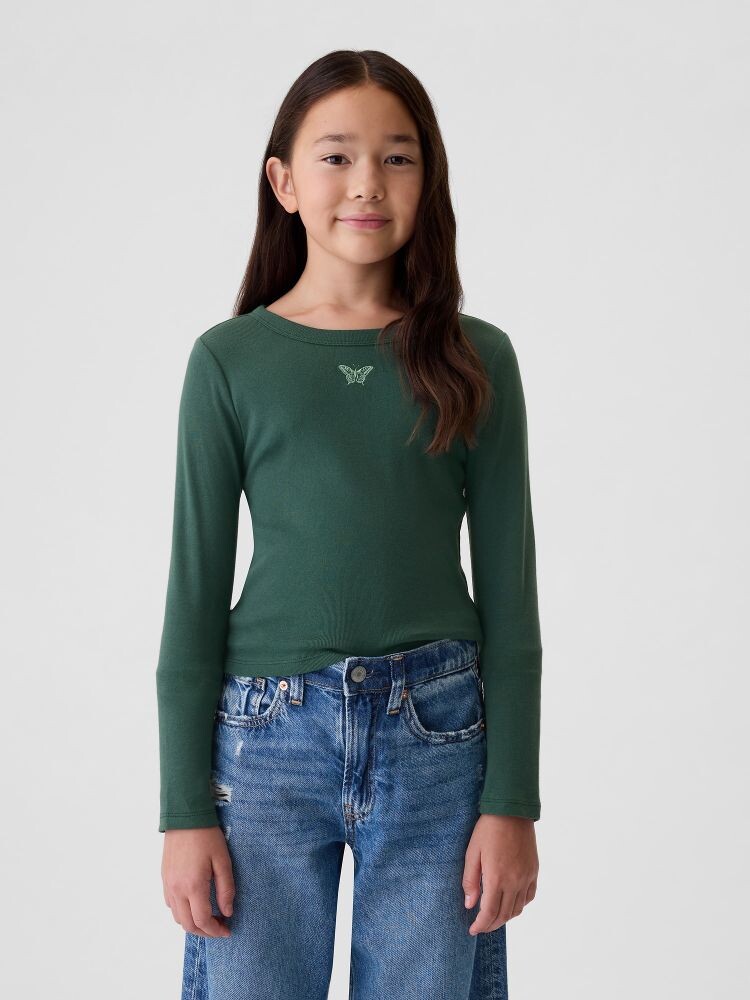 

Детская хлопковая футболка Gap, зеленый