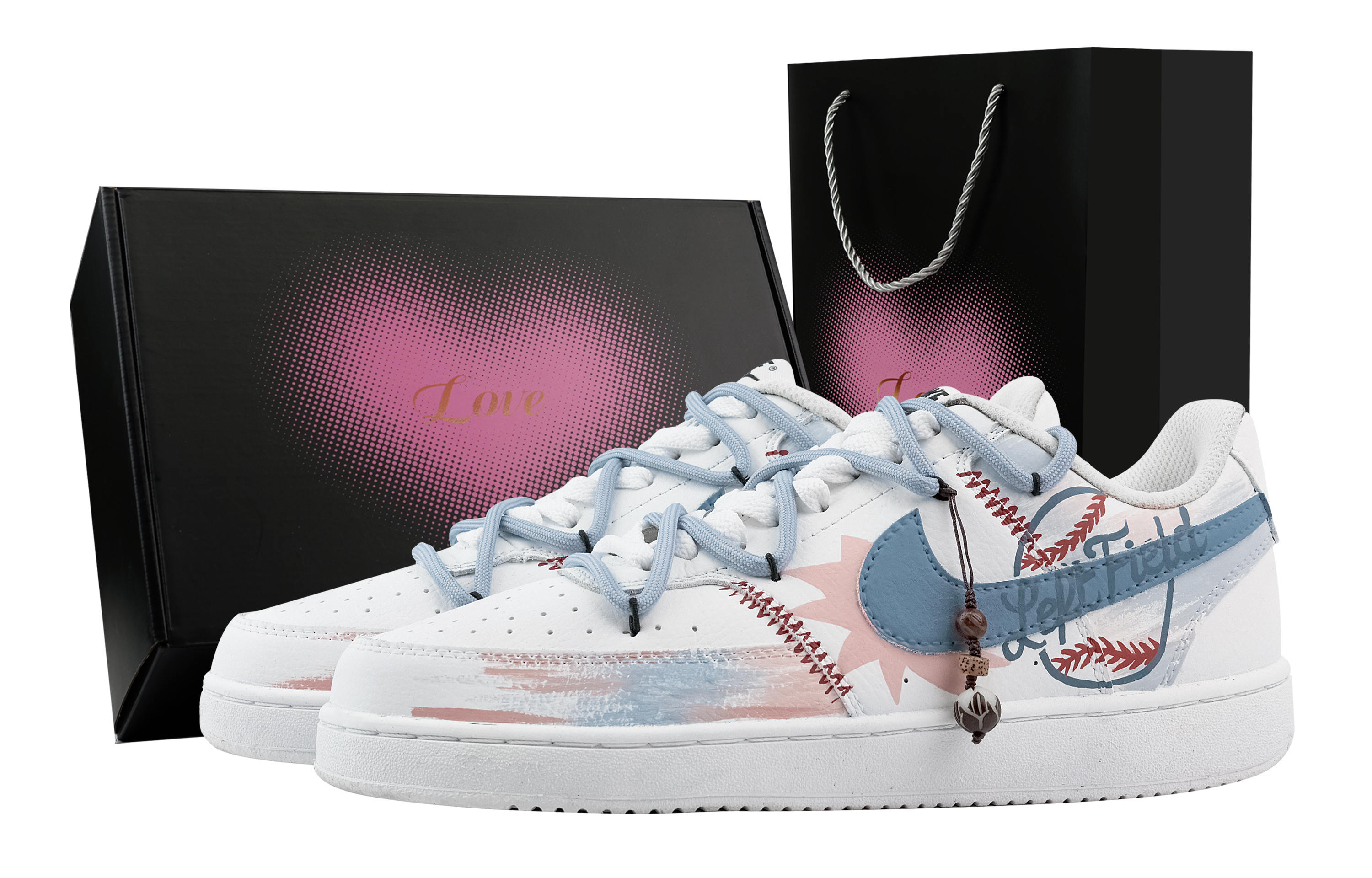 

Nike Кроссовки для скейтборда Court Vision 1 Baseball Heart Box, износостойкие, низкие, мужские, цвет белый, синий
