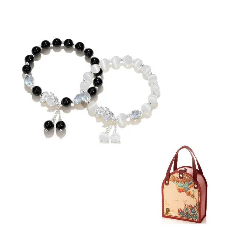 

Браслет из агата Jodie&Kevin, унисекс Jodie＆Kevin, 1 pair (черный+белый)