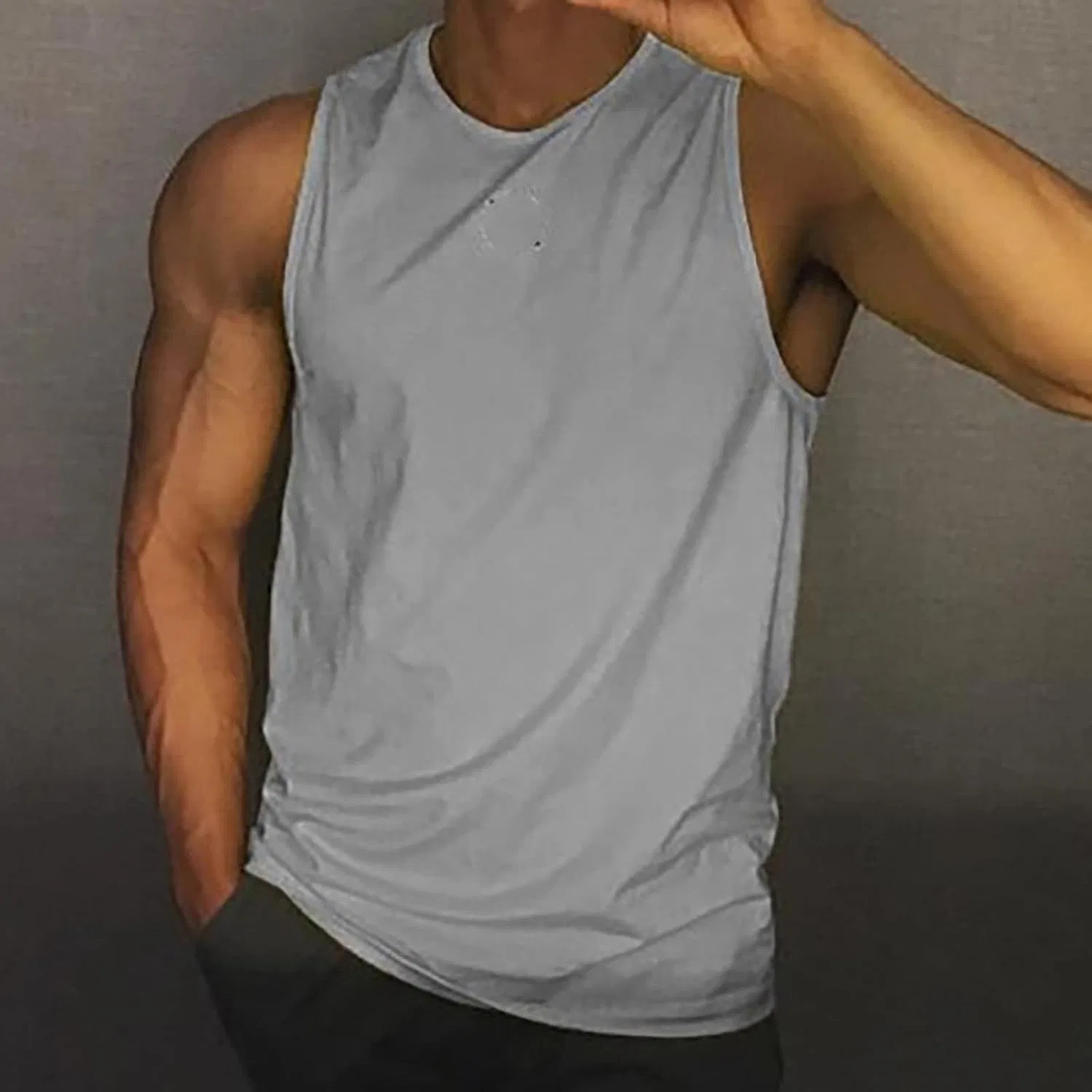 Мужской топ для тренировок Muscle Workout Shirt, серый — фото 2
