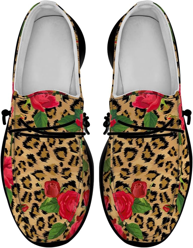 

Лоферы для женщин и мужчин с леопардовым принтом, обувь без шнурков с цветочным узором для прогулок, подарки для мужчин и женщин Quorax, красный/зеленый/коричневый