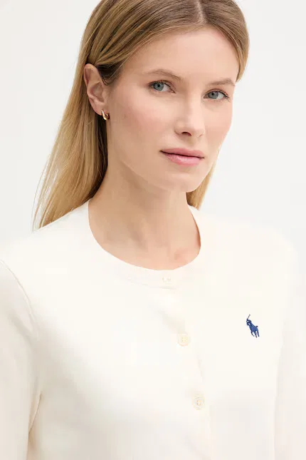 Кардиган женский вязаный Polo Ralph Lauren, бежевый — фото 4
