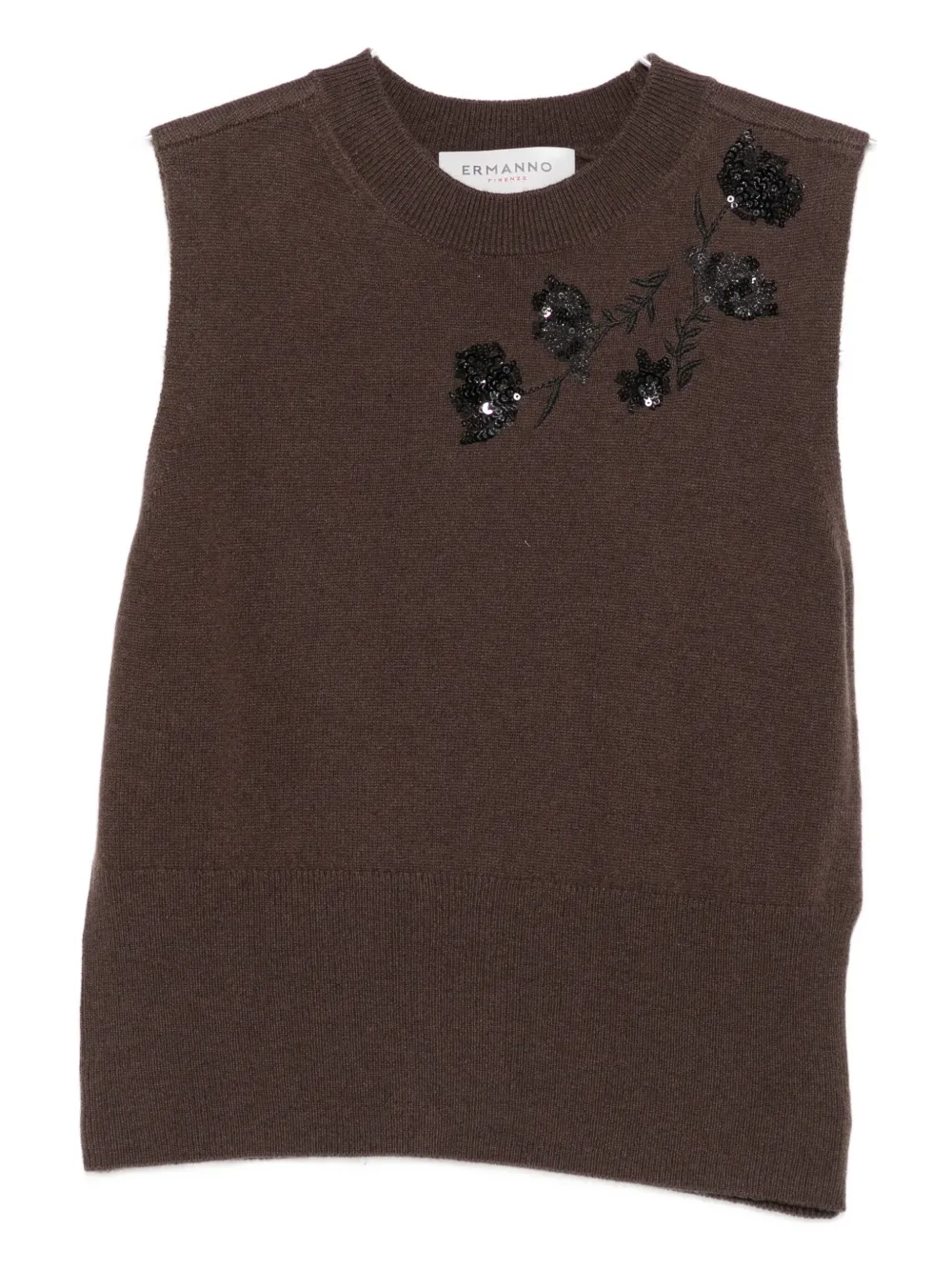 

Топ без рукавов с пайетками Ermanno Firenze, коричневый