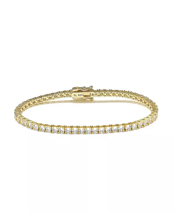 

Тонкий теннисный браслет Suzy Levian из стерлингового серебра с кубическим цирконием Suzy Levian New York, gold