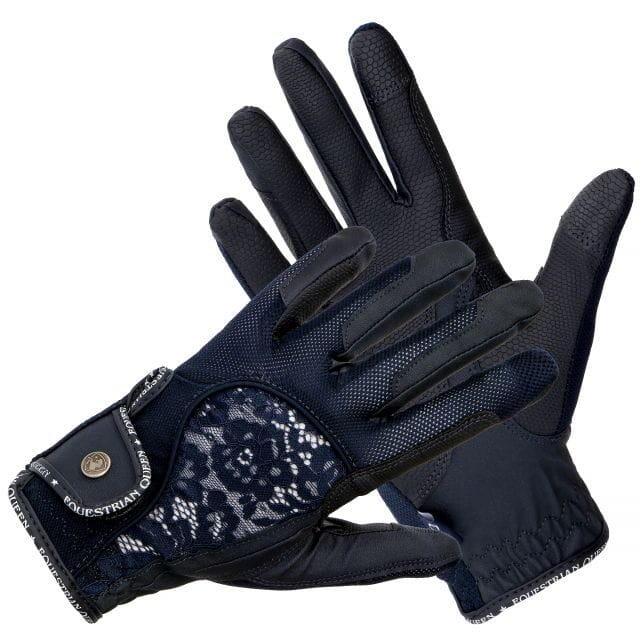 

START Женские перчатки для верховой езды EQUESTRIAN QUEEN Rantau черные/темно-синие/белые