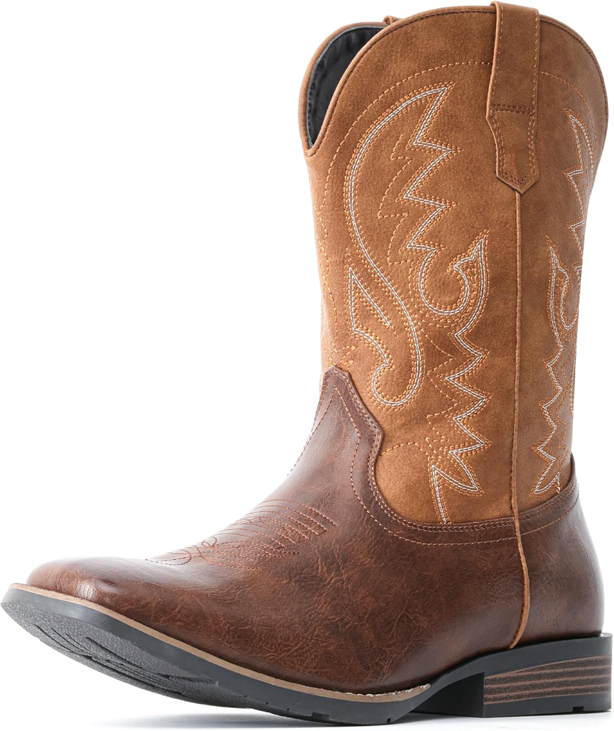 

Мужские ковбойские сапоги IUV с широким квадратным носком, ретро-вестерн стиль, прочные классические модные вышитые сапоги на шнуровке, с противоскользящей подошвой, коричневый