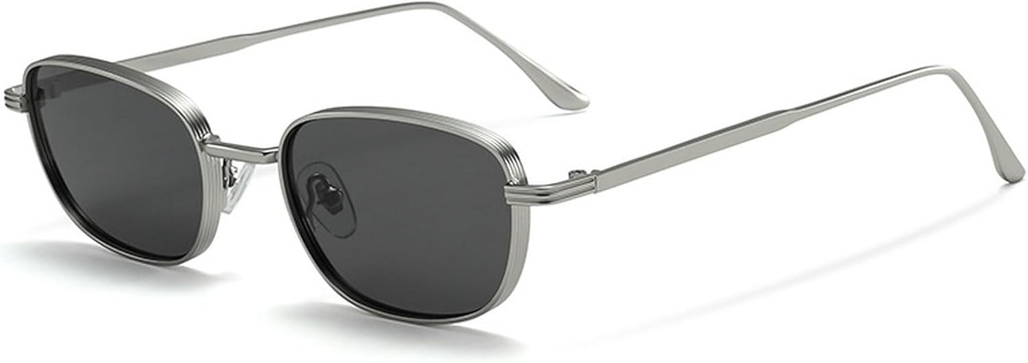 

Модные квадратные солнцезащитные очки для женщин 2025 года, роскошные винтажные маленькие прямоугольные солнцезащитные очки для мужчин, защита от УФ-излучения для активного отдыха mincl, Silver Black