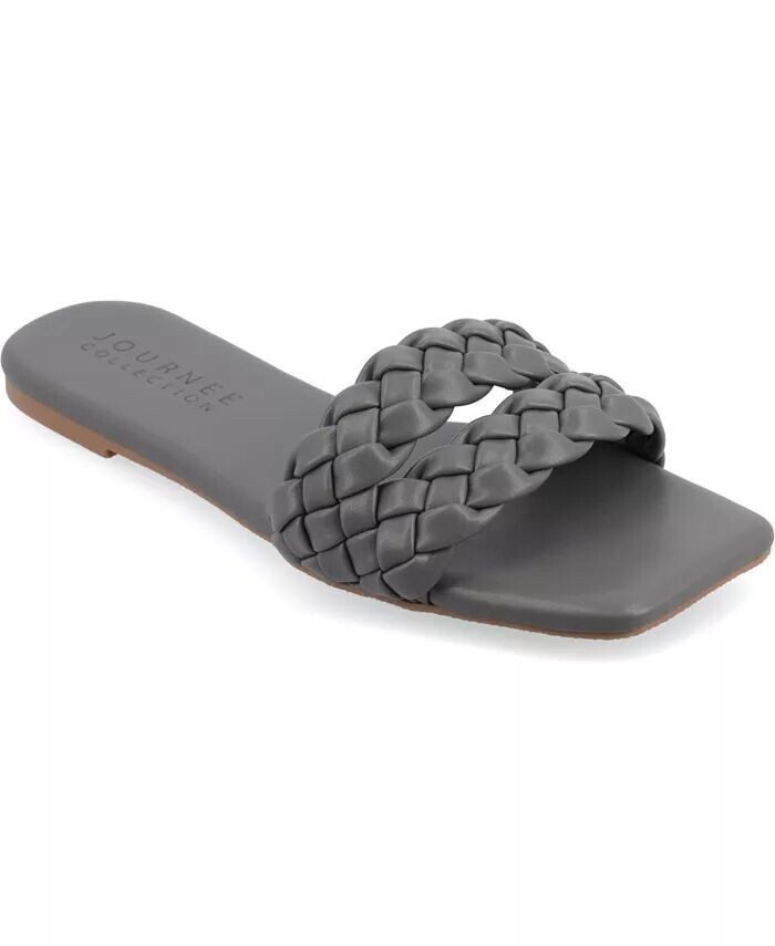 Женские шлепанцы Sawyerr Tru Comfort из пеноматериала с широкой шириной и двойной плетеной лентой Journee Collection, серый